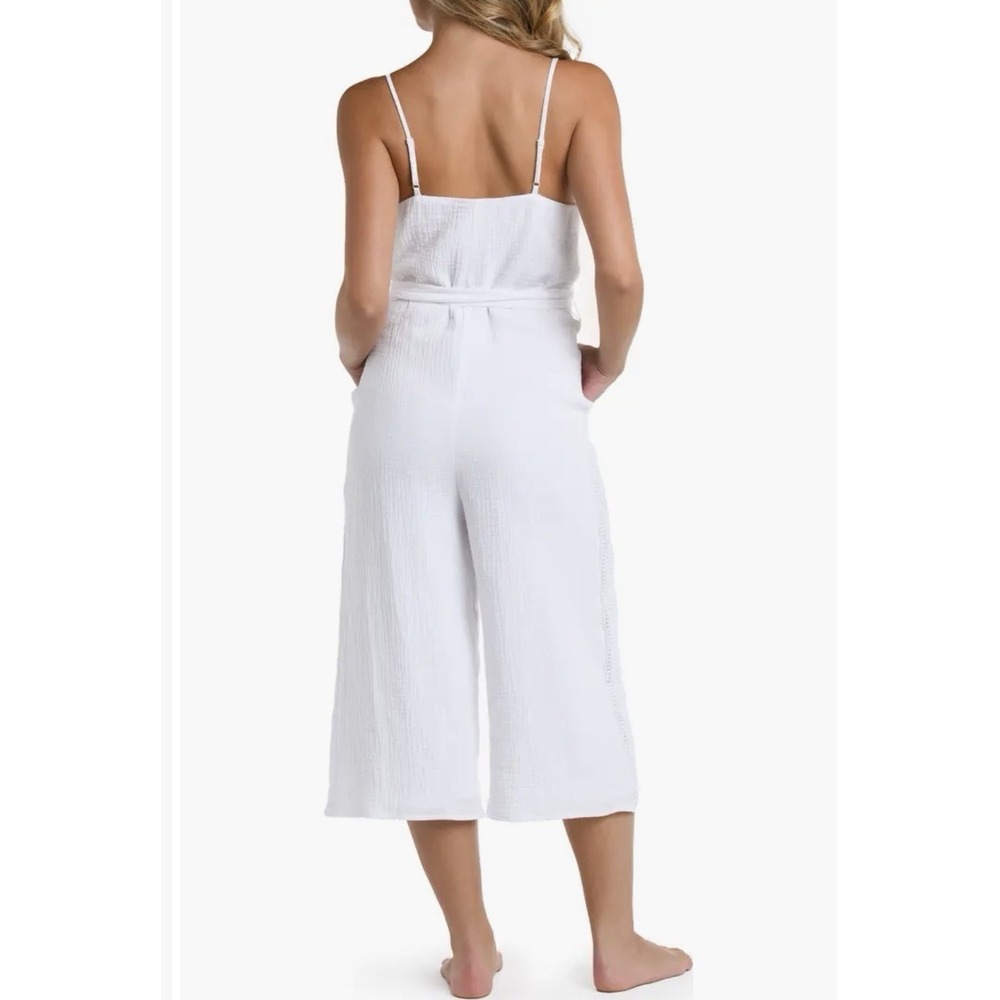 LA BLANCA New Jumpsuit Seaside Women's MEDIUM White Vneck Sleeveless 100% Cotton - Picture 11 of 12